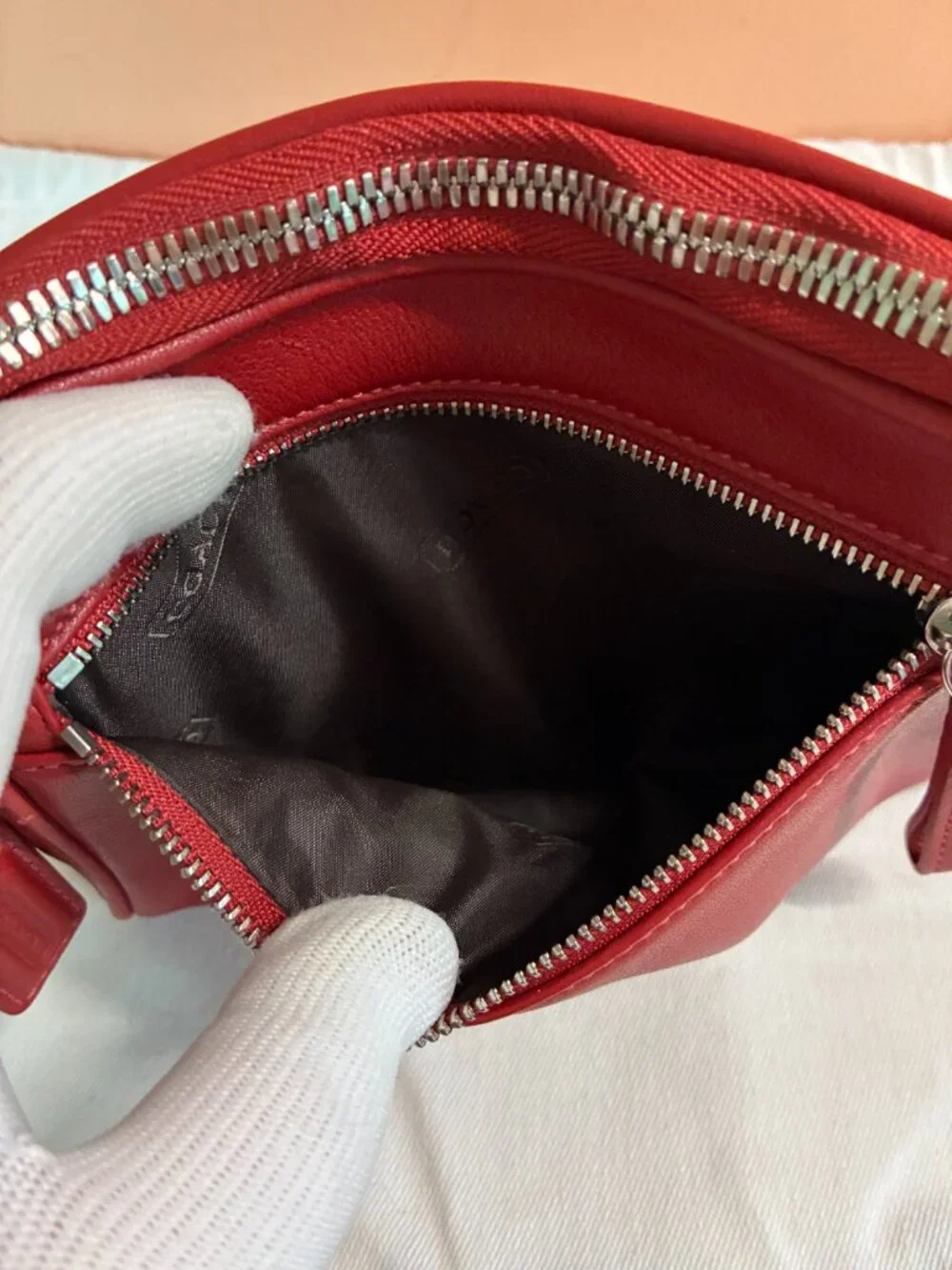 Coach Red Leather Pouch in EUC